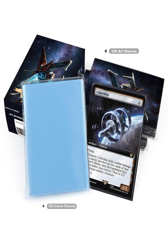 Katomula 100 MTG Card Sleeves with 100 Inner Sleeve, Textured Back Art Sleeves, Fit Standard Size Cards-Spaceship - Image 5
